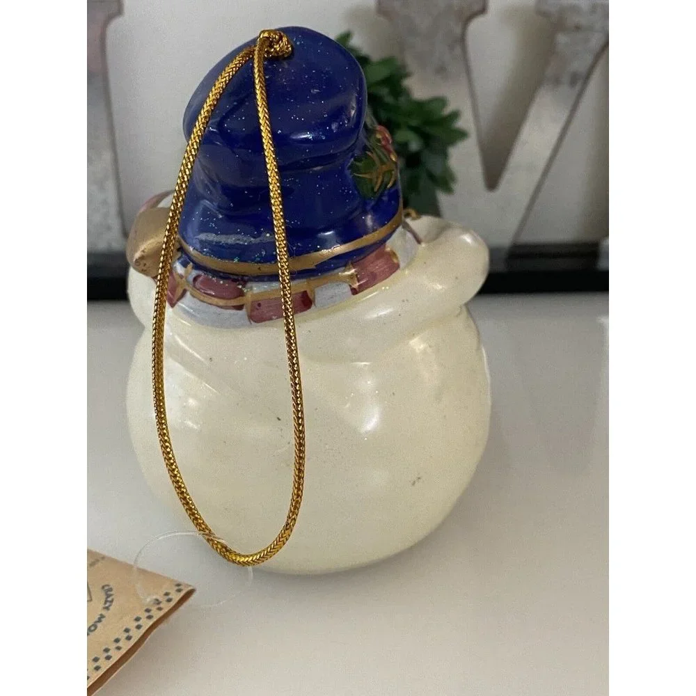 Crazy Mountain Ceramic Large‎ Ornament Snowman Holding Lantern Vintage 2000 NWT